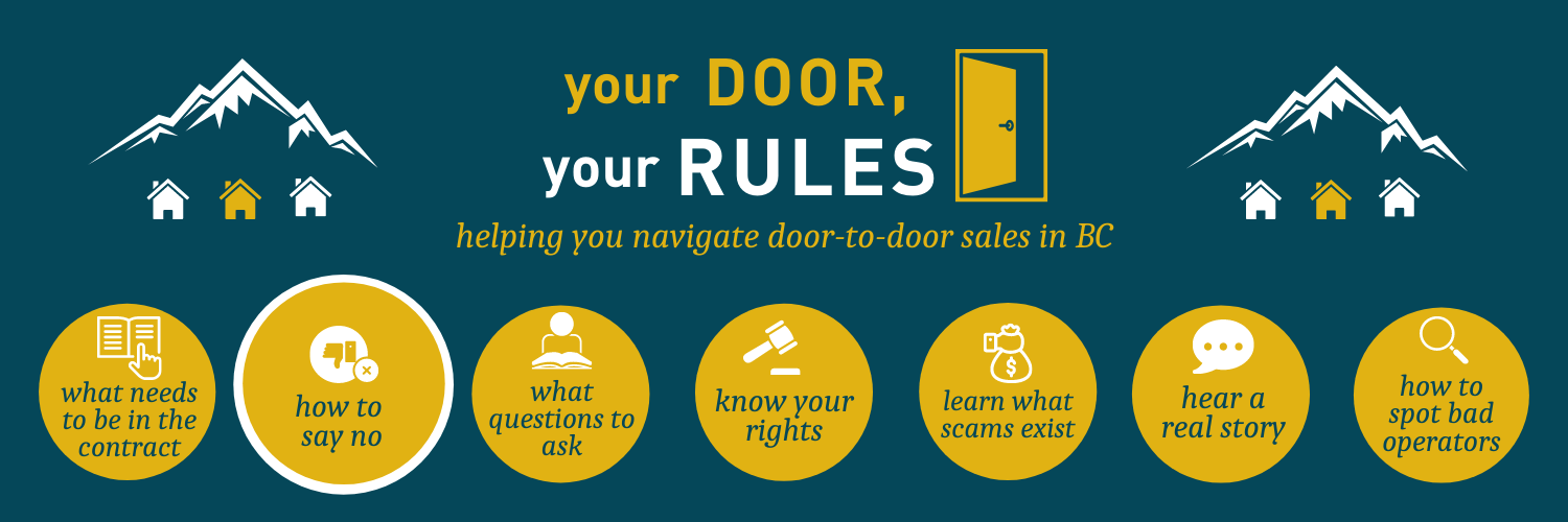 Doortodoor sales how to say no Consumer Protection BC