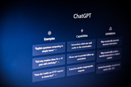 A dark computer screen with ChatGPT software open on screen