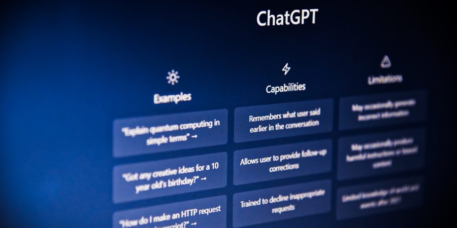 A dark computer screen with ChatGPT software open on screen
