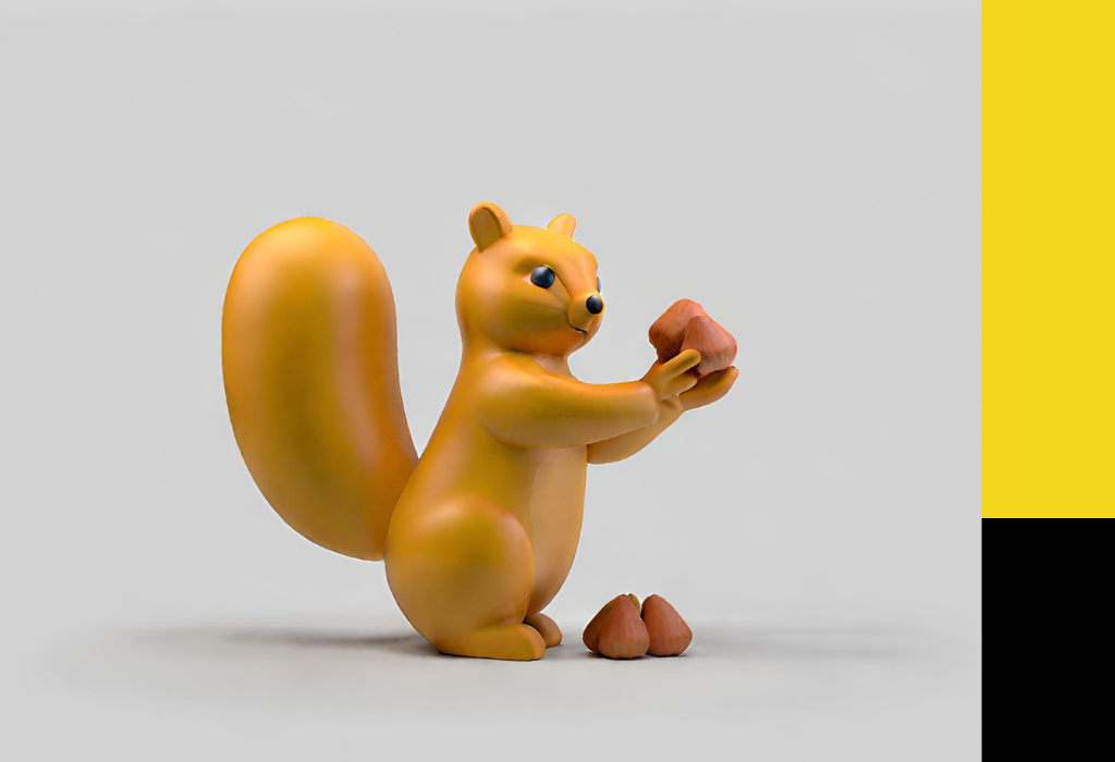 A squirrel holding an acorn. Image for a resources page about building healthy financial habits.