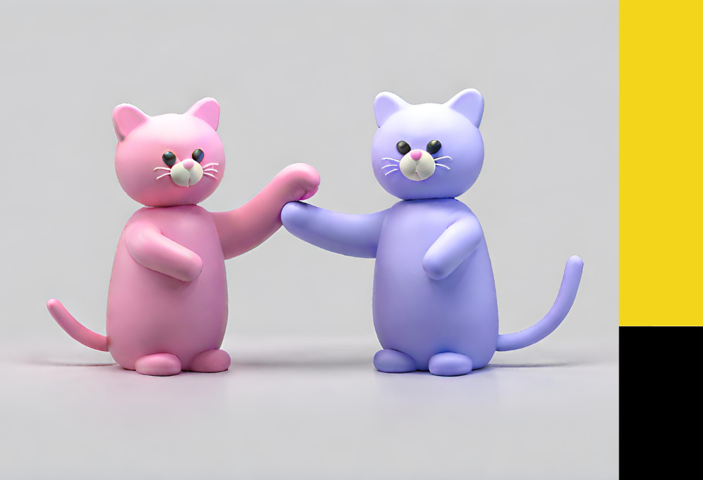 Two cats touching each other's paws up high. Image for a resources page about what to do if it's not your debt. 