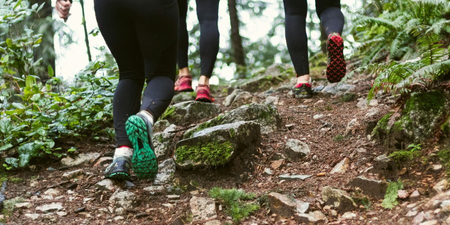 Walking on a trail outside